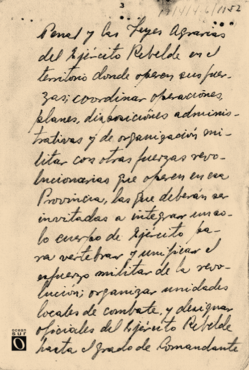 Orden Militar de Fidel Castro que designa al Che al frente de la Columna 8, página 3