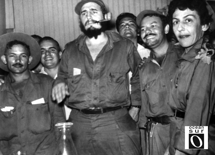 Guillermo García Frías, Fidel, Diego Estrada y Celia, en Palma, diciembre de 1958.